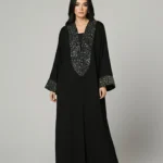 Abaya With Sequence Work On Front Neck
