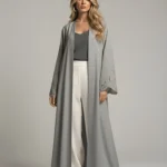 Abaya with guipure lace runner