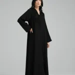 Crepe abaya with floral aplique