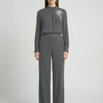 Cupro bishop sleeve tunic, with palm embroidery