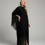 Fringes dress with aplique