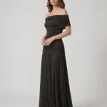 Off-shoulder lace dress stretchable