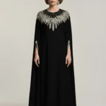 Patch work dress with cut bead work on neck
