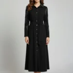 Robe style dress with tiny cut bead palm works