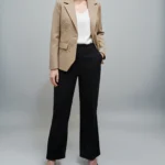 Tailored jacket, relaxed fit, wide notched collar lapel, flap pocketwith cut bead and sugar bead and zari embroidered palm leaf