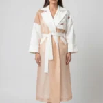Trench Coat RAVAN Collection white Linen & peach Organza