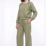 Muted Green bomber jacket and wide cut trouser