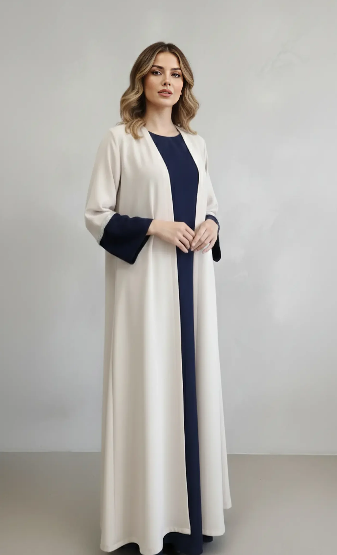 Blue navy sleeve cuffs front view